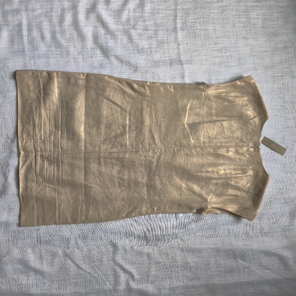 *JCREW* shimmery gold linen shift dress with grommets - Picture 7 of 10